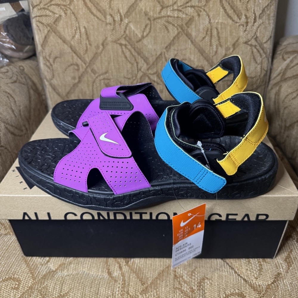 Nike ACG Air Deschutz Vivid Purple Outdoor Slides Sandals CT2890 002 Men's 14